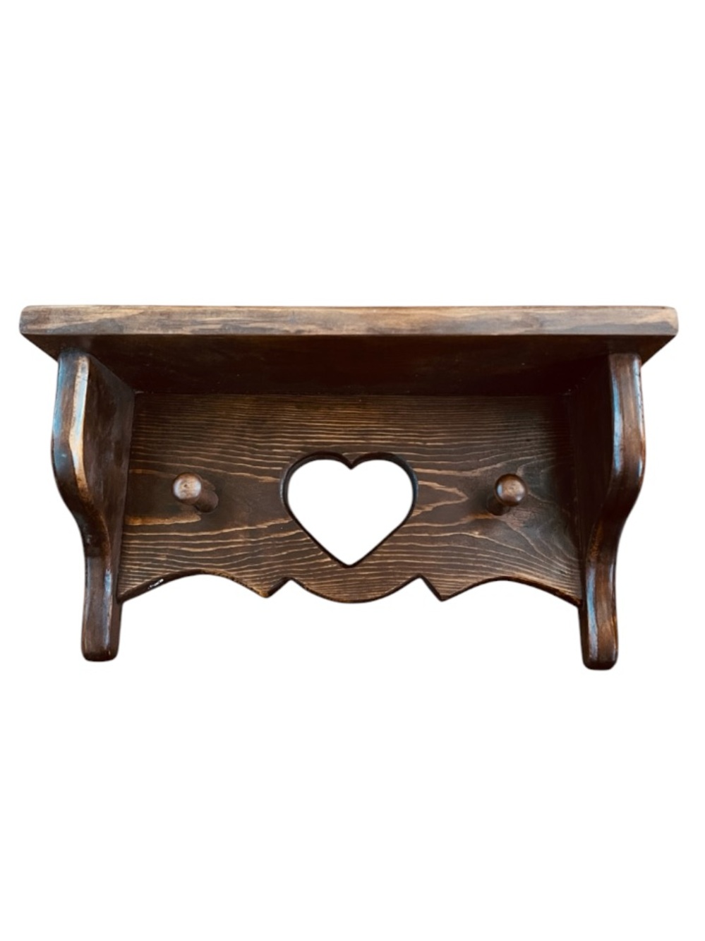 Rustic Brown Heart Wall Shelf Display
